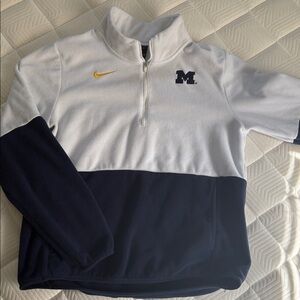 Nike University of Michigan White and Blue Pullover with Logo
